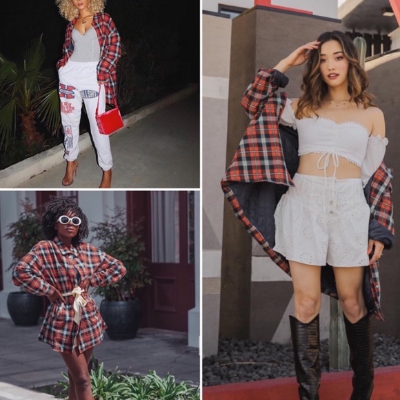 Eggie | Plaid Flannel Snap Button Closure Quilted VSCO Unisex Shacket - Picture 2 of 12